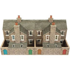 Metcalfe PO277 OO Gauge Low Relief Stone Terraced Houses Backs Card Kit