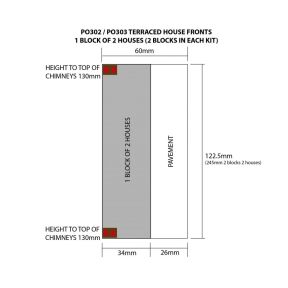 Metcalfe PO302 OO Gauge Low Relief Brick Terraced House Fronts