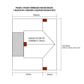 Metcalfe PO304 OO Gauge Low Relief Brick Terraced House Backs