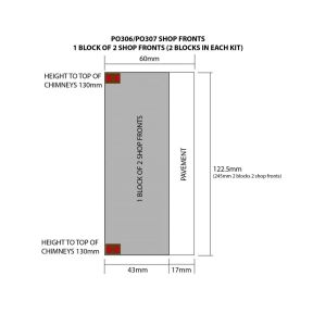 Metcalfe PO306 OO Gauge Low Relief Brick Shop Fronts Card Kit