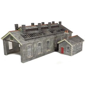 Metcalfe PO337 OO Gauge Settle & Carlisle Style Stone Double Track Engine Shed Card Kit