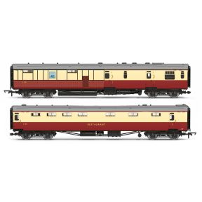 Hornby R40537 OO Gauge BR Kitchen/Buttery Car And Composite Restaurant 'At The Sign Of The Dolphin' BR Crimson And Cream