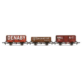 Hornby R60104 OO Gauge Private Owner Wagons Triple Pack Denaby Colliery, Leicester Co-Op & Hall & Co