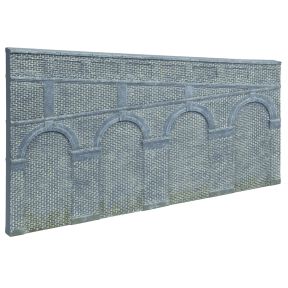 Hornby R7375 OO Gauge High Stepped Arched Retaining Walls x 2 Engineers Blue Brick
