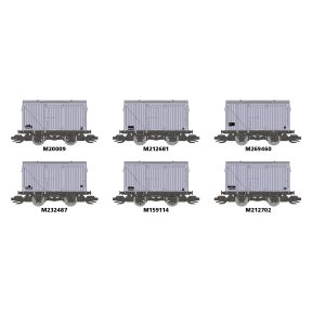 Peco TTR61302 TT Gauge Pack Of 6 LMS 9ft Unfitted Vans BR Grey