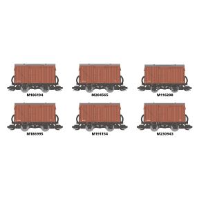 Peco TTR61303 TT Gauge Pack Of 6 LMS 9ft Fitted Vans BR Bauxite