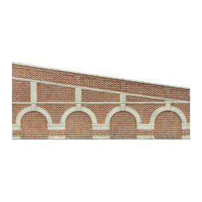 Hornby R7386 OO Gauge Mid Stepped Arched Retaining Walls x2 Red Brick