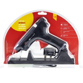 Am-tech S1845Cordless Hot Melt Glue Gun, 35W-80W, with Glue Sticks, Charging Base and Wire Stand