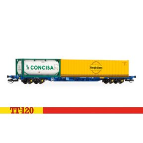 Hornby TT6031 TT Gauge KFA Container Wagon Touax with 1 x 20 & 1 x 40 Containers